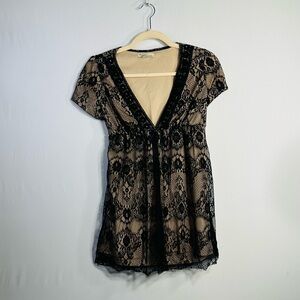 twentyone Romantic Goth Whimsicore Witchy Black Lace Tie Empire Waist Sz S